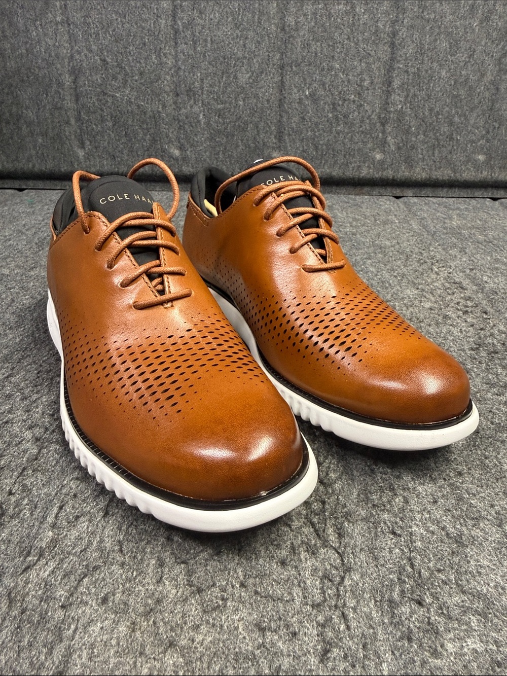 Cole Haan Brown Leather Perforated Derby Sneakers